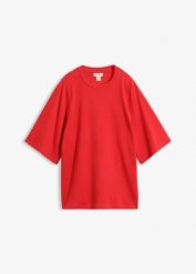 T-shirt oversize z czystej bawełny organicznej. Czerwone t-shirty damskie bonprix, bez wzorów, z bawełny, bez kołnierzyka. Za 32.99 zł.