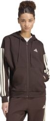 Adidas Bluza damska Essentials 3-Stripes Full-Zip Fleece Hoodie brązowa KX0784 XS. Brązowe bluzy damskie Adidas, xs, bez wzorów, bez kaptura. Za 258.99 zł.