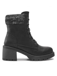 Clara Barson Trzewiki WS5898-10 Czarny. Czarne botki damskie Clara Barson, ze skóry, bez obcasa, na słupku, bez zapięcia. Za 179.99 zł.