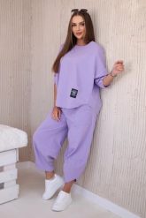 Komplet new punto bluza + spodnie jasny fioletowy. Fioletowe bluzy damskie KESI, l, bez wzorów, z bawełny, bez kaptura. Za 347.13 zł.