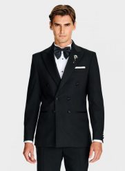 PAKO LORENTE – Wełniana dwurzędowa marynarka smokingowa. Czarne marynarki męskie Pako Lorente, bez wzorów, z wełny. Za 1,999.99 zł.