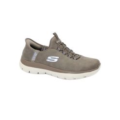 Buty SKECHERS SUMMITS-UNKNOWN TRAI SLIP-INS Brązowy. Brązowe obuwie sportowe damskie Skechers, bez wzorów, z syntetyku, trekkingowe, Skechers Sport. Za 382.36 zł.