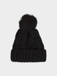 4F Czapka zimowa damska - czarna M. Czarne czapki i kapelusze damskie 4f, na zimę, bez wzorów, z polaru, klasyczne. Za 79.99 zł.