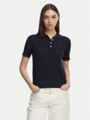 Tommy Hilfiger Sweter WW0WW49362 Granatowy Slim Fit. Niebieskie swetry damskie Tommy Hilfiger, xs, bez wzorów, z bawełny, bez kołnierzyka, bez ramiączek, bez kaptura. Za 649.99 zł.