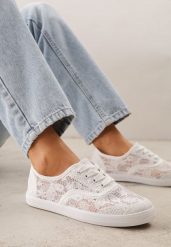 Białe Koronkowe Tenisówki Taralita. Białe trampki i tenisówki dziewczęce Renee, bez wzorów, z jeansu, bez zapięcia. Za 59.99 zł.