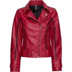 Kurtka biker ze sztucznej skóry bonprix ciemnoczerwono-czarny. Kurtki damskie marki SOLOGNAC. Za 139.99 zł.