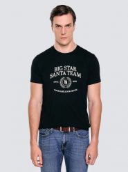 Koszulka męska z nadrukiem czarna Marr 906. Czarne t-shirty męskie Big Star, l, bez wzorów, z bawełny, klasyczne, bez kołnierzyka. Za 99.99 zł.