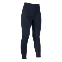 Dziewczęce legginsy jeździeckie z pełną przyczepnością HKM Cosy II. Niebieskie legginsy dla dziewczynek HKM, z aplikacjami, z materiału. Za 219.00 zł.