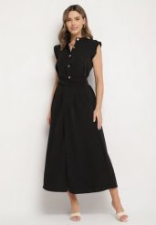 Czarna Sukienka Koszulowa o Rozkloszowanym Kroju z Wiązaniem w Pasie Mavirielle. Czarne sukienki dla dziewczynek Born2be, bez wzorów, eleganckie, bez ramiączek, długie. Za 159.99 zł.