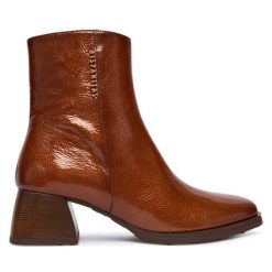 Botki Hispanitas. Brązowe botki damskie Hispanitas, bez obcasa, na słupku, bez zapięcia. Za 729.99 zł.