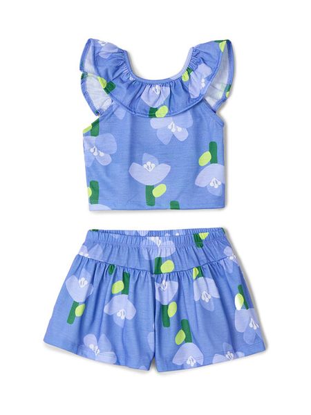 Mayoral Komplet top i spodenki 3286 Niebieski Regular Fit. Niebieskie spodenki dla dziewczynek Mayoral, bez wzorów, z bawełny. Za 79.99 zł.