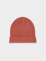 4F Czapka zimowa z dodatkiem materiałów z recyklingu damska - pomarańczowa M. Brązowe czapki i kapelusze damskie 4f, na zimę, bez wzorów, z materiału. W wyprzedaży za 4.99 zł.