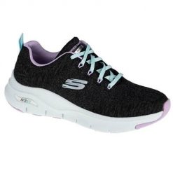 Buty do chodzenia damskie Skechers Arch Fit Comfy Wave. Czarne obuwie sportowe damskie Skechers, bez wzorów, z dzianiny, trekkingowe. Za 515.15 zł.