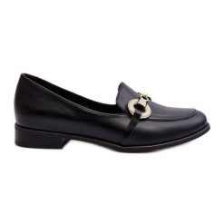 Zazoo 2880 Damskie Mokasyny Skórzane Z Ozdobą Czarne. Czarne mokasyny damskie ze skóry, eleganckie. Za 413.91 zł.