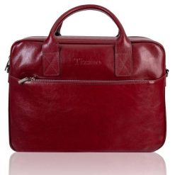 Torba męska skórzana Tizano TM06 bordowa. Czerwone torby na ramię męskie TIZANO, bez wzorów, z jeansu, biznesowe, na ramię. Za 427.99 zł.