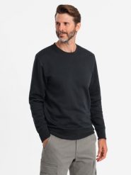 Bluza męska bez kaptura BASIC - czarna V9. Czarne bluzy męskie Ombre Clothing, m, bez wzorów, z bawełny, bez kaptura. W wyprzedaży za 29.99 zł.