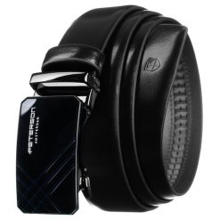 Czarny pasek męski ze skóry naturalnej z automatyczną klamrą - Peterson. Czarne paski damskie Peterson, bez wzorów, ze skóry. Za 129.00 zł.