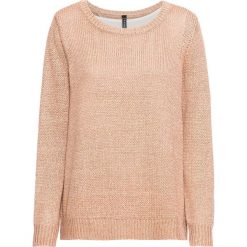 Sweter dzianinowy z szyfonową wstawką bonprix biel wełny - miedziany melanż. Swetry damskie marki bonprix. Za 49.99 zł.