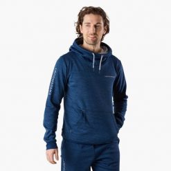 Sweter treningowy męski Swedemount Training Logo Hood II szybkoschnący. Niebieskie bluzy męskie SWEDEMOUNT, m, bez wzorów, z tkaniny, bez kaptura. Za 199.99 zł.