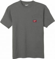 Milwaukee MILWAUKEE T-SHIRT Z KIESZONKĄ Z KRÓTKIM RĘKAWEM - JASNOSZARY WTSSGR-M. T-shirty męskie Milwaukee, m, bez wzorów, bez kołnierzyka. Za 112.10 zł.