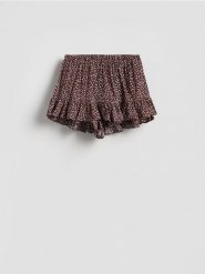 Szorty w groszki - ciemnobrązowy. Brązowe szorty damskie Reserved, l, bez wzorów, z wiskozy. Za 79.99 zł.