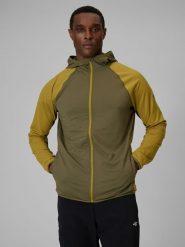 4F Bluza trekkingowa regular z kapturem męska - khaki XL. Brązowe bluzy męskie 4f, m, bez wzorów, z kapturem. Za 249.99 zł.