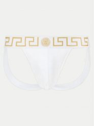 Versace Slipy Jock Strap AUU01017 1A10011 Biały. Białe slipki męskie Versace, m, bez wzorów, z bawełny. Za 219.99 zł.