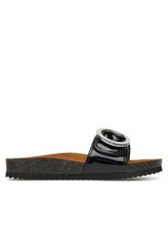 Caprice Klapki 9-27401-44 Czarny. Czarne klapki damskie Caprice, bez wzorów, z lakierowanej skóry, bez obcasa. Za 189.99 zł.
