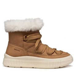 Śniegowce Geox. Brązowe śniegowce dziewczęce Geox, bez zapięcia. Za 239.99 zł.