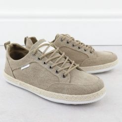Półbuty męskie espadryle khaki Nowacki 0017-E. Brązowe półbuty na co dzień męskie Nowacki, z materiału, bez zapięcia. Za 119.99 zł.
