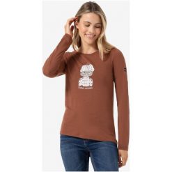 Koszulka z długim rękawem damska SUPER.NATURAL W Snow Cat LS. Brązowe t-shirty damskie super.natural, m, bez wzorów, bez kołnierzyka. Za 279.99 zł.