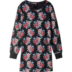 Sukienka dziewczęca shirtowa, długi rękaw bonprix czarny. Czarne sukienki dla dziewczynek bonprix, z aplikacjami, z bawełny, eleganckie, bez ramiączek, długie. Za 21.99 zł.