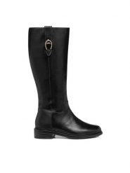Geox Oficerki D Walk Pleasure D46TGD 00043 C9999 Czarny. Czarne kozaki damskie Geox, ze skóry, bez obcasa, na płaskiej podeszwie. Za 709.99 zł.