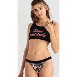 Dwuczęściowy strój kąpielowy w palmy - Czarny. Czarne bikini damskie marki Sinsay. Za 49.99 zł.