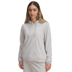 Bluza damska z kapturem Under Armour Rival Terry. Szare bluzy damskie Under Armour, l, bez wzorów, z bawełny, z kapturem, na fitness i siłownię. Za 263.50 zł.