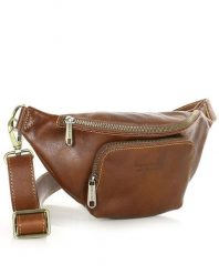 Torebka nerka na szerokim pasku skórzana premium pelle - MARCO MAZZINI brązowa. Brązowe torebki do ręki damskie bez wzorów, ze skóry, bez dodatków. Za 399.00 zł.