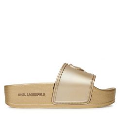 Klapki KARL LAGERFELD. Żółte klapki damskie KARL LAGERFELD, bez wzorów, bez obcasa. Za 319.99 zł.