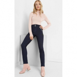 Jegginsy z wysokim stanem. Niebieskie legginsy damskie Orsay, z bawełny. Za 99.99 zł.
