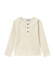 Mayoral Polo 2112 Écru Regular Fit. T-shirty i topy dla dziewczynek Mayoral, bez wzorów, z bawełny, bez ramiączek. Za 79.99 zł.