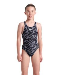 Kostium kąpielowy dziewczęcy Arena Tech Solid Escape. Czarne stroje kąpielowe dla dziewczynek Arena, bez wzorów, z materiału. Za 159.99 zł.