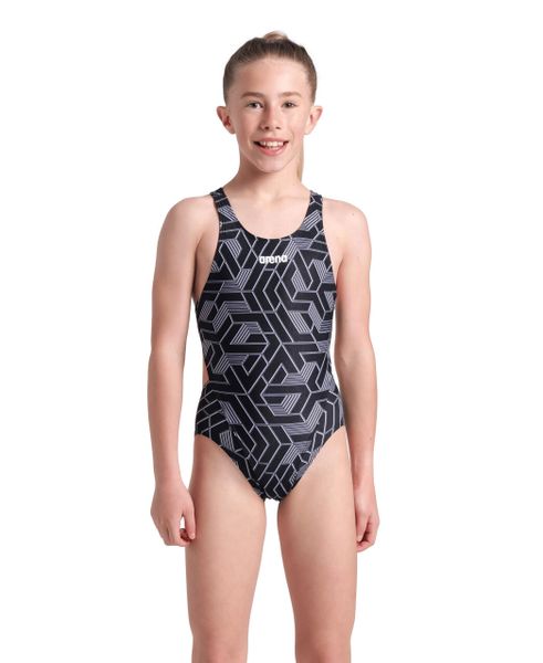 Kostium kąpielowy dziewczęcy Arena Tech Solid Escape. Czarne stroje kąpielowe dla dziewczynek Arena, bez wzorów, z materiału. Za 159.99 zł.