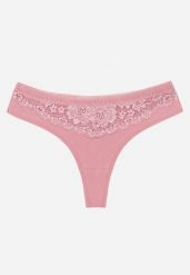 Różowe Majtki Typu Stringi z Bawełną i Koronką Zeliche. Czerwone stringi damskie Renee, l, bez wzorów, z bawełny. Za 7.99 zł.