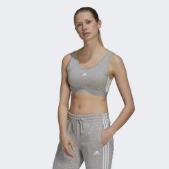 Essentials 3-Stripes Crop Top With Removable Pads. Białe obuwie sportowe damskie Adidas, bez wzorów, na fitness i siłownię. Za 122.70 zł.