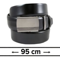 Pasek Czarny do Spodni 95 cm, Automatyczna Klamra, Skórzany, Elegancki -VICTORIO. Czarne paski damskie Victorio, bez wzorów, ze skóry, eleganckie. Za 99.00 zł.