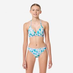 Kostium kąpielowy dwuczęściowy dla dzieci Decathlon 500 Tali Geomina. Stroje kąpielowe dla dziewczynek Decathlon, bez wzorów, z elastanu. Za 44.99 zł.