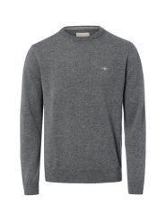 Gant sweter wełniany Mężczyźni Wełna szary, L. Szare swetry przez głowę męskie GANT, l, bez wzorów, z wełny, bez kołnierzyka. Za 699.95 zł.