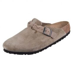 Buty do chodzenia damskie Birkenstock Boston. Klapki damskie Birkenstock, bez wzorów, z materiału, bez obcasa. Za 974.00 zł.