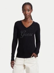 Guess Sweter W6YR29 Z0977 Czarny Regular Fit. Czarne swetry damskie Guess, l, z aplikacjami, z wiskozy, bez kołnierzyka, bez ramiączek, bez kaptura. Za 344.99 zł.