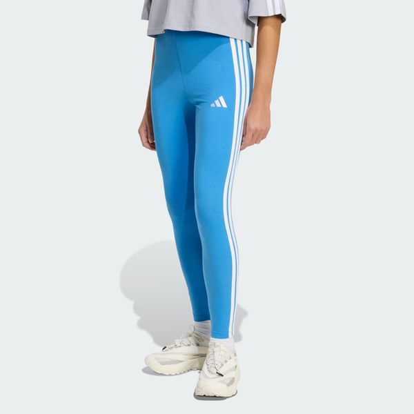 Legginsy Essentials 3-Stripes Cotton. Białe legginsy damskie Adidas, xl, bez wzorów, z bawełny, z podwyższonym stanem, na fitness i siłownię. Za 110.99 zł.