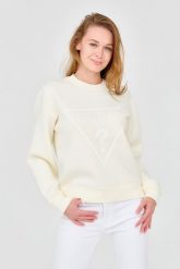 GUESS Damska bluza w kolorze ecru z dużym logo, Rozmiar XL. Białe bluzy damskie Guess, s, z aplikacjami, bez kaptura. W wyprzedaży za 303.99 zł.